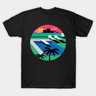 Synthwave Sunset Pool T-Shirt